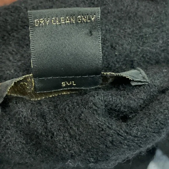 A Giannetti Black 100% Wool Knit Studded Collar Belted Moto Jacket Womens sz M - Picture 5 of 5